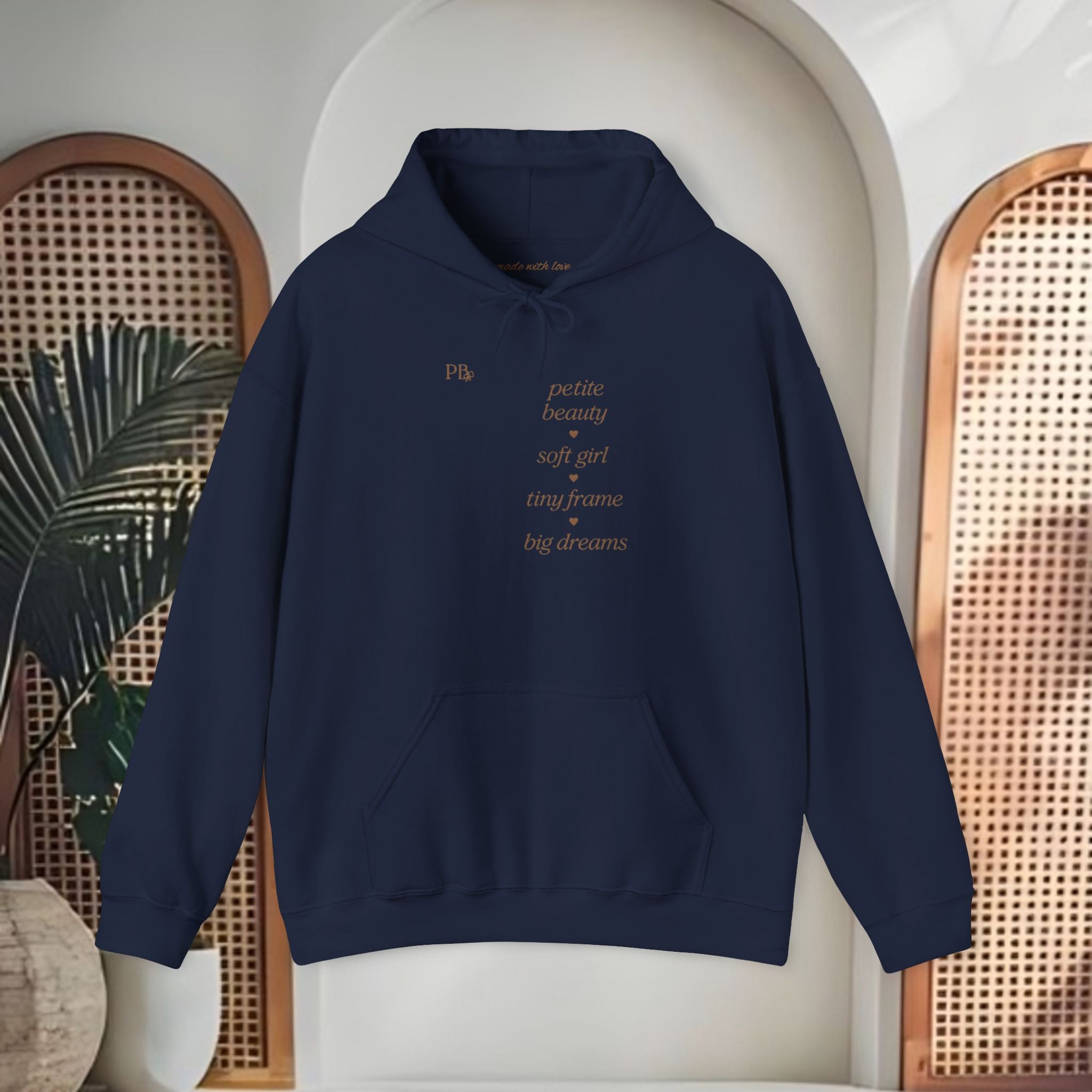 Poetic Beauty Hoodie — Minimal White Script Pullover