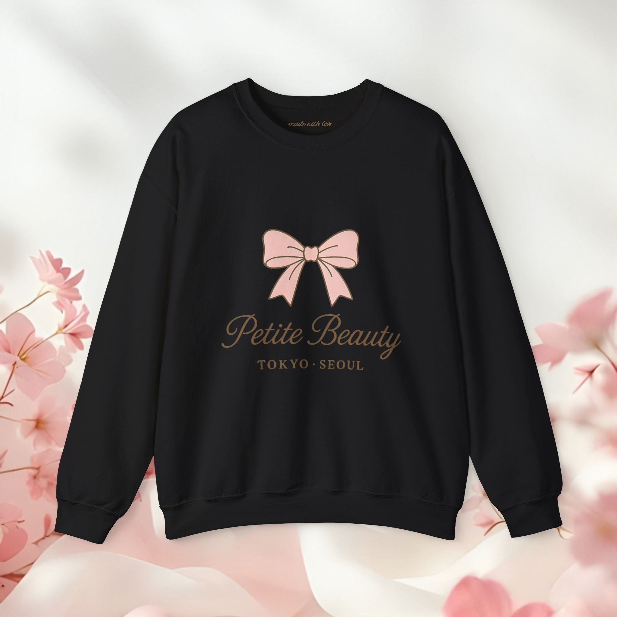 Petite Beauty Crewneck Sweatshirt — Pink Bow Tokyo Seoul Graphic