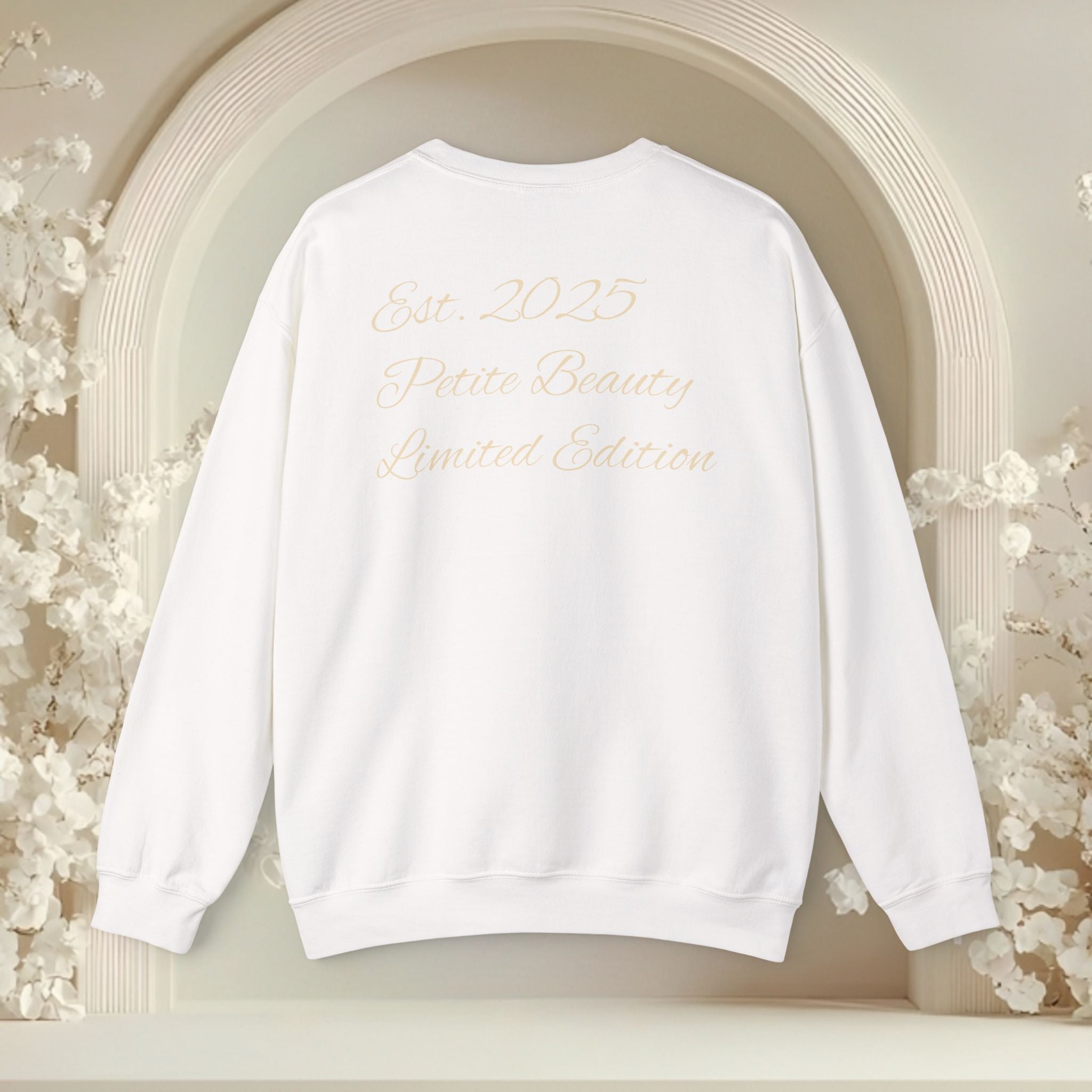 Crewneck Sweatshirt — 'Mini but Mighty' Award Ribbon Baby Announcement Pullover