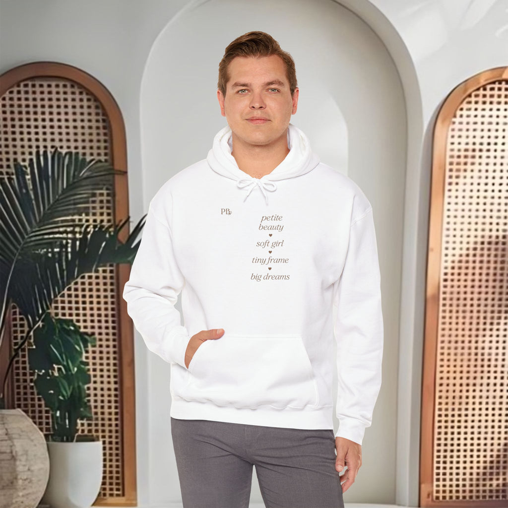 Poetic Beauty Hoodie — Minimal White Script Pullover