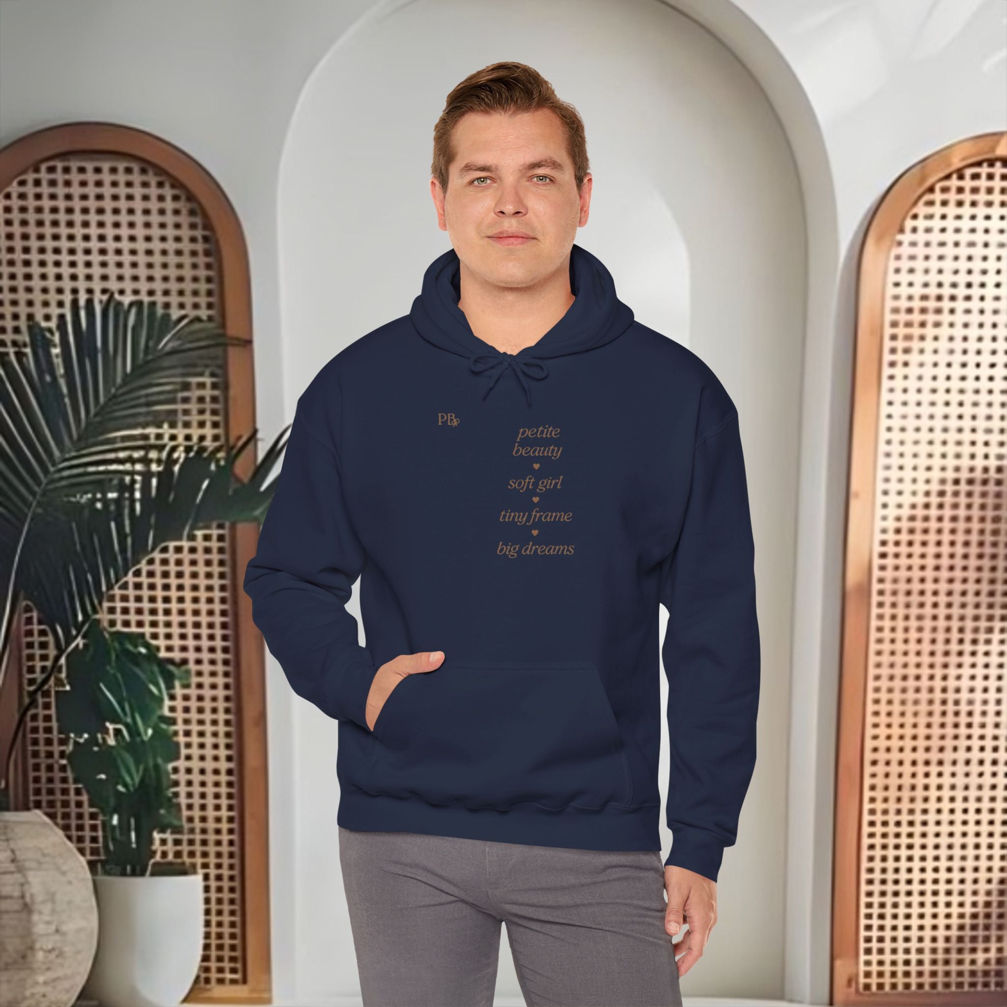 Poetic Beauty Hoodie — Minimal White Script Pullover