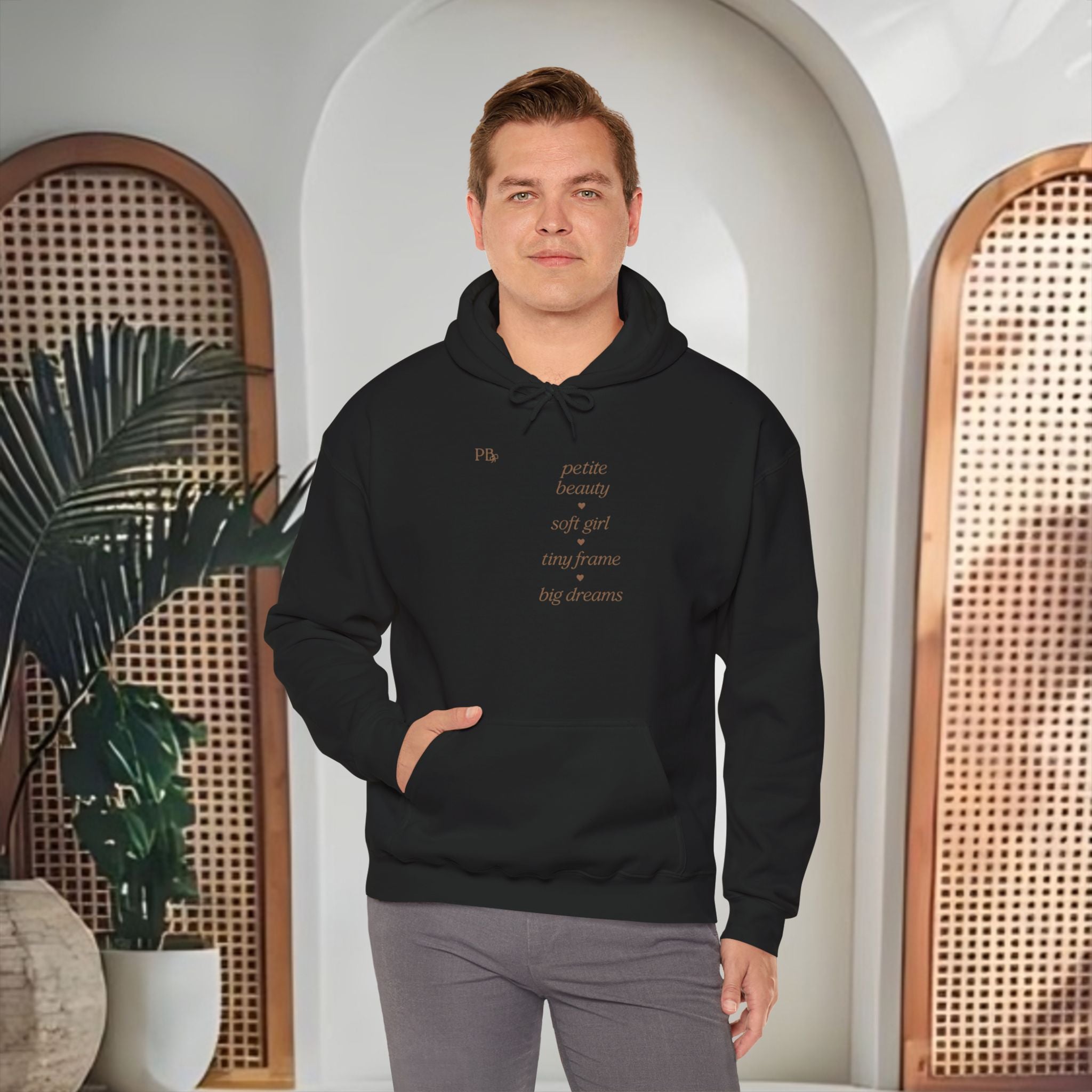 Poetic Beauty Hoodie — Minimal White Script Pullover