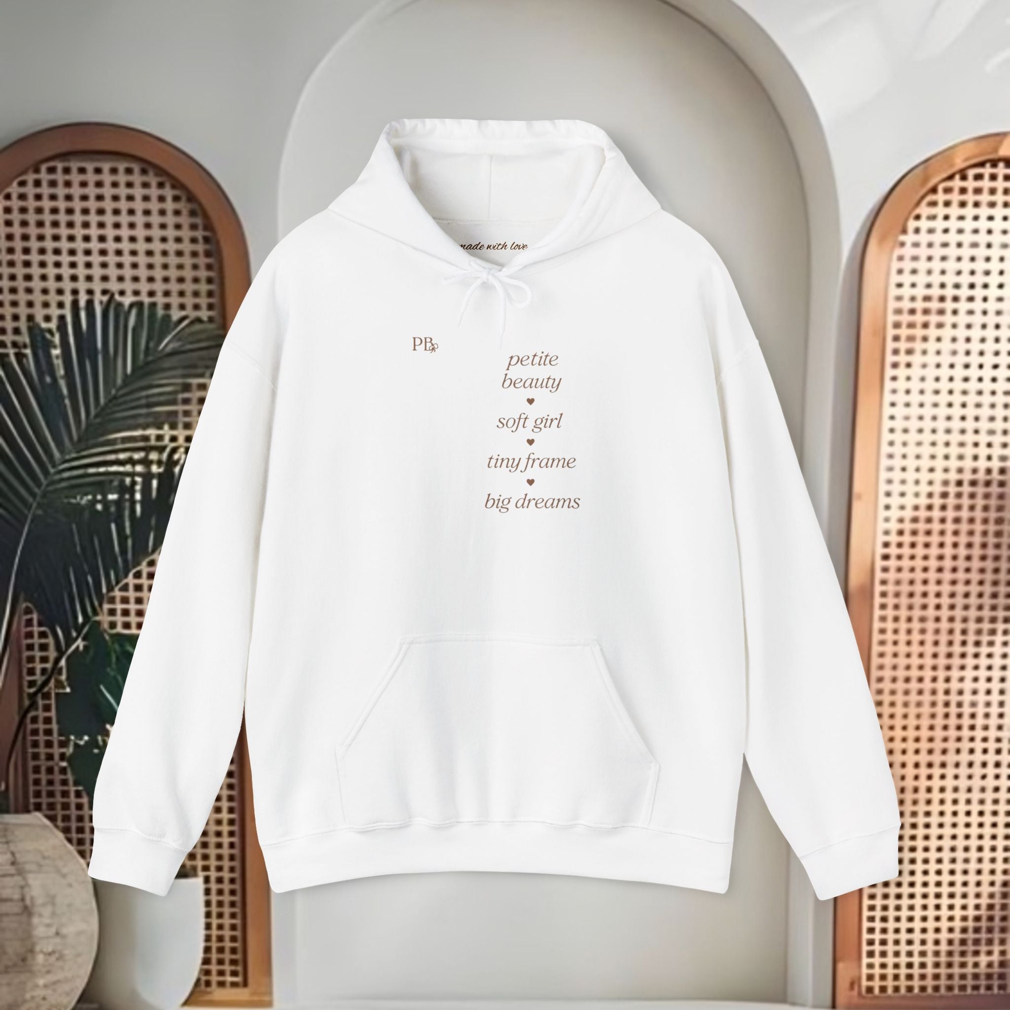 Poetic Beauty Hoodie — Minimal White Script Pullover