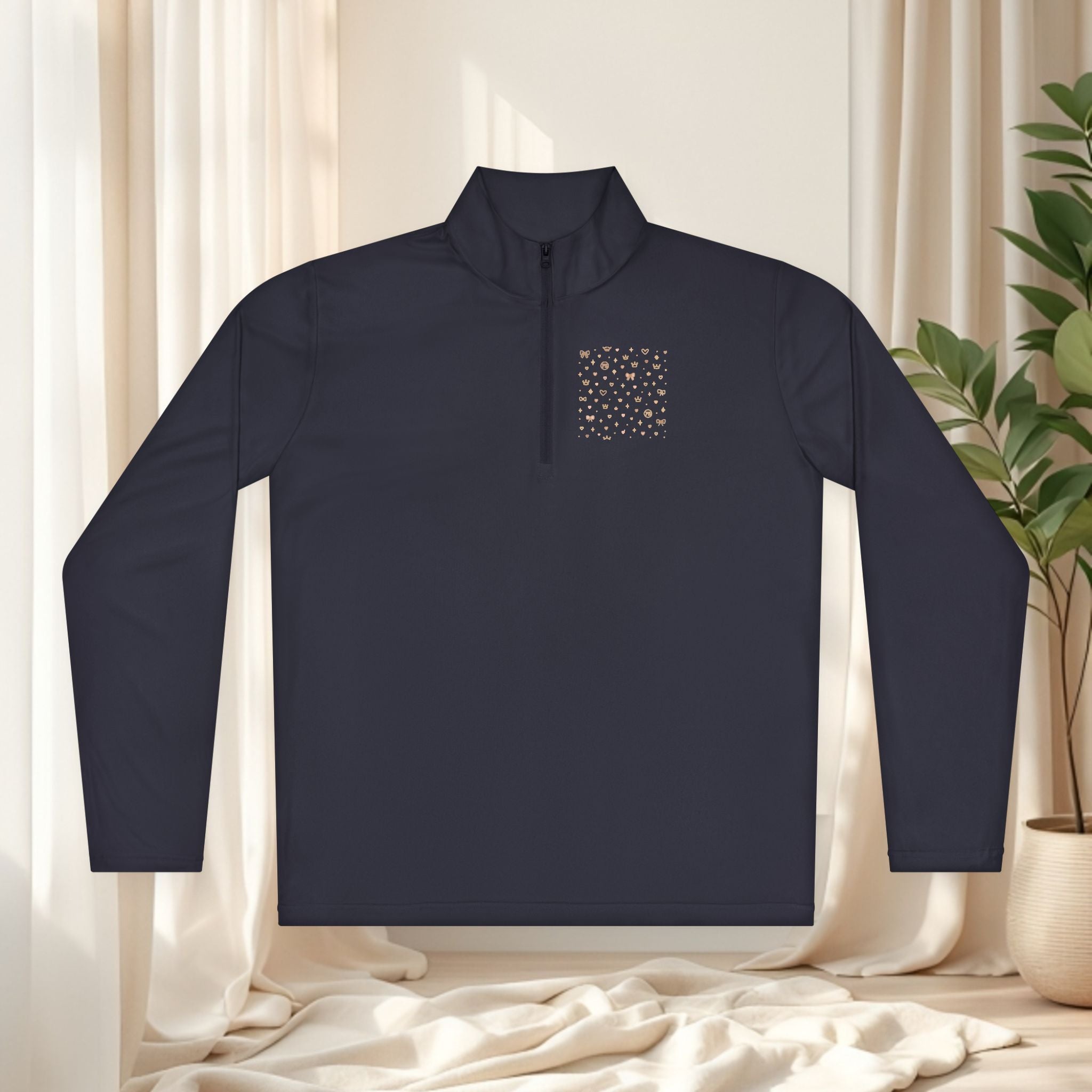 Floral Elegance Quarter-Zip Pullover — Cute Botanical Design
