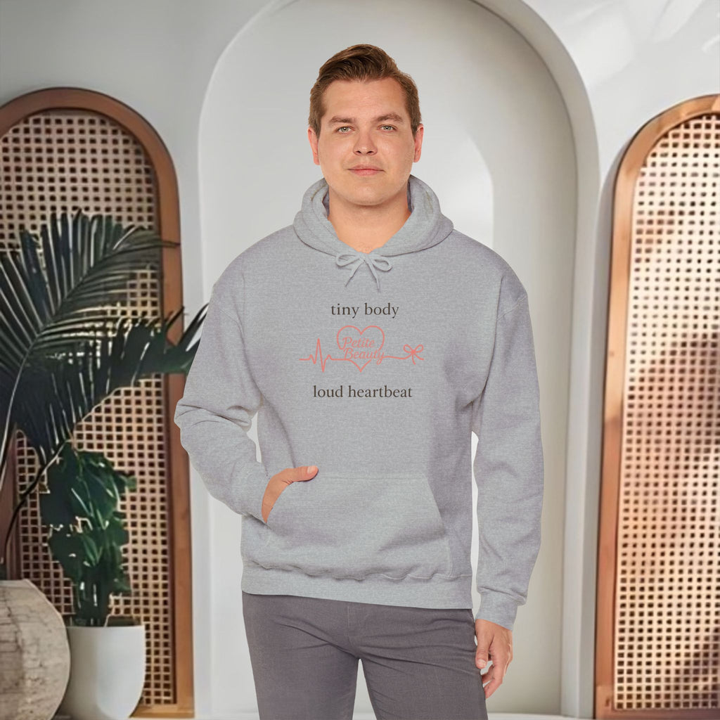 Pregnancy Announcement Hoodie – "Tiny Body, Loud Heartbeat" Maternity Sweatshirt