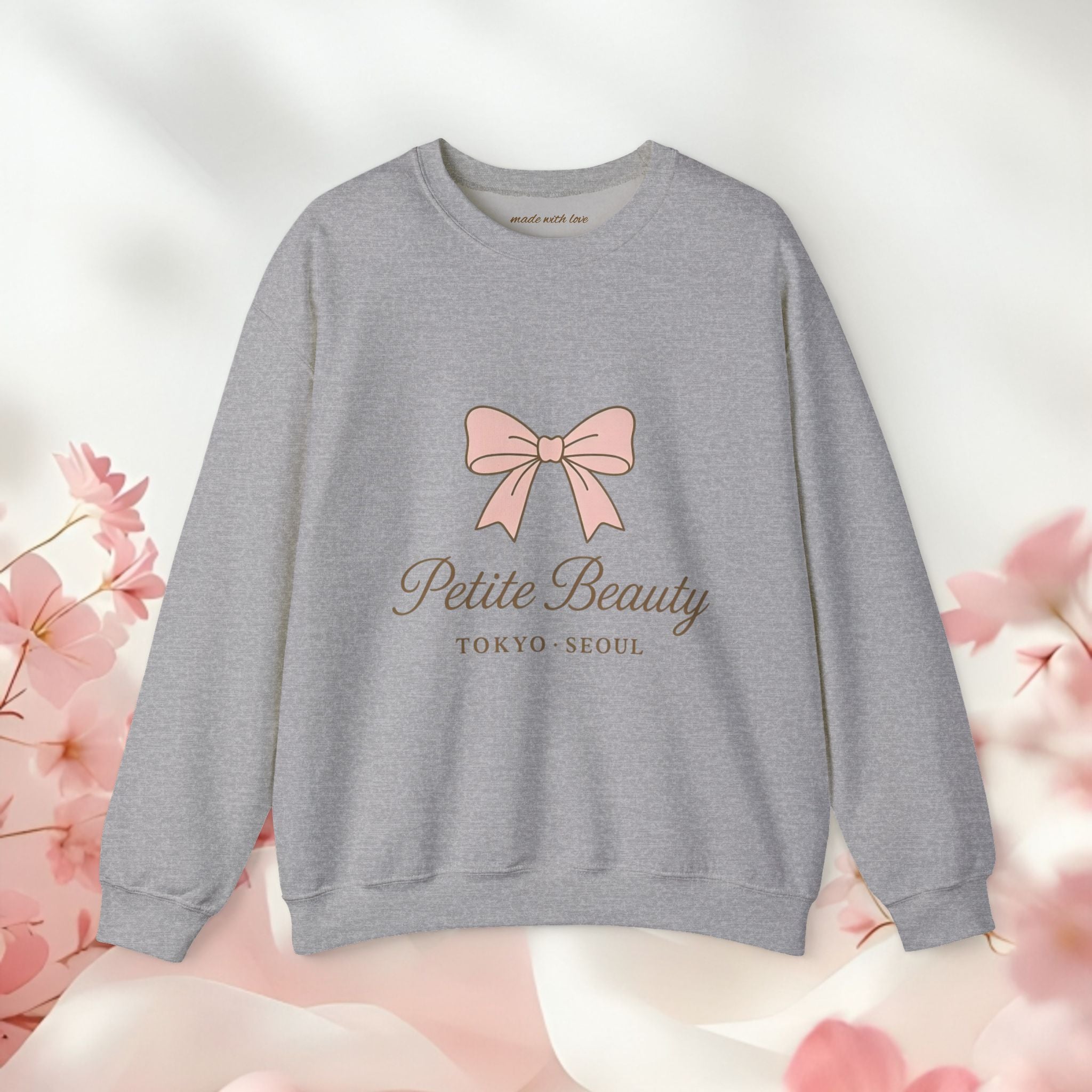 Petite Beauty Crewneck Sweatshirt — Pink Bow Tokyo Seoul Graphic