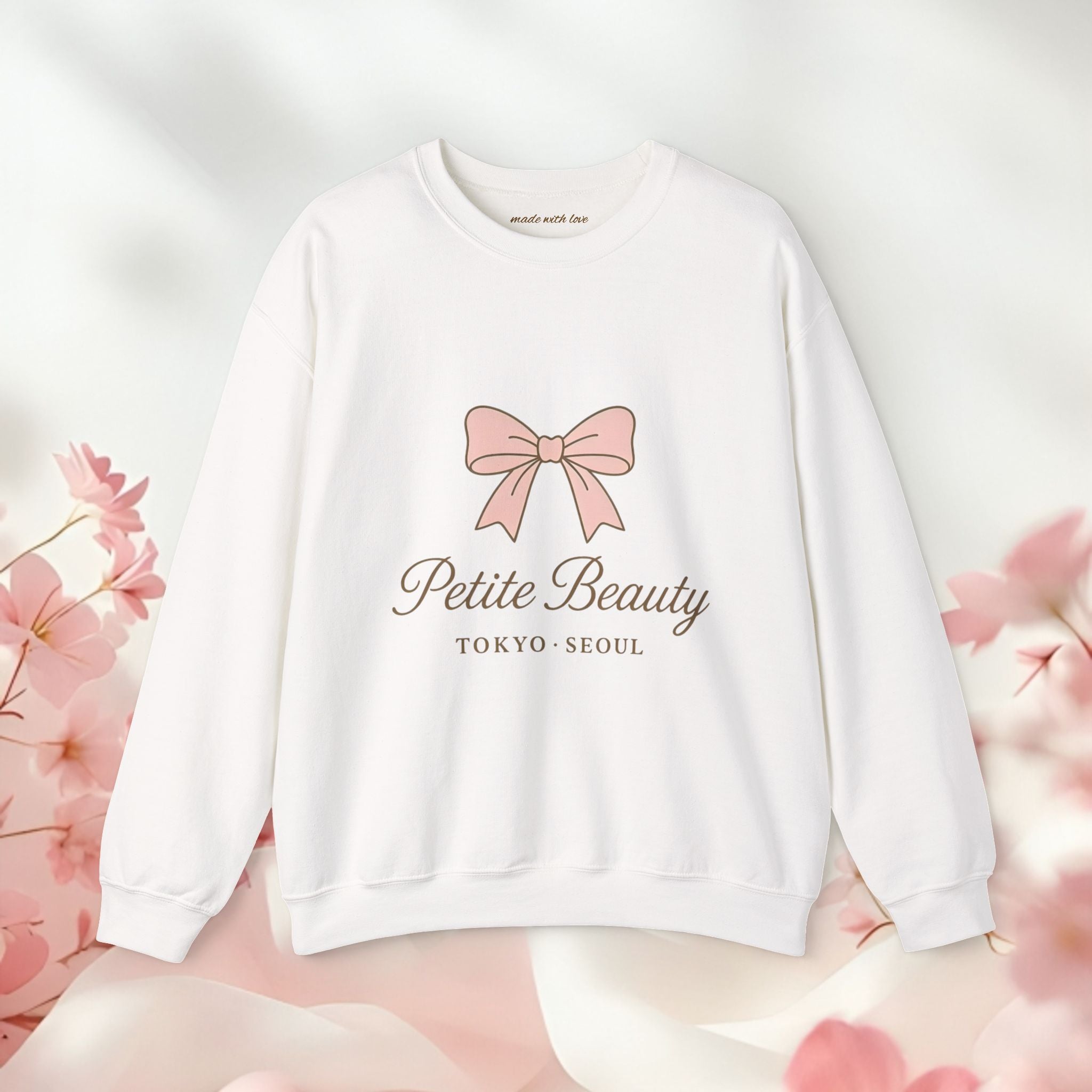 Petite Beauty Crewneck Sweatshirt — Pink Bow Tokyo Seoul Graphic